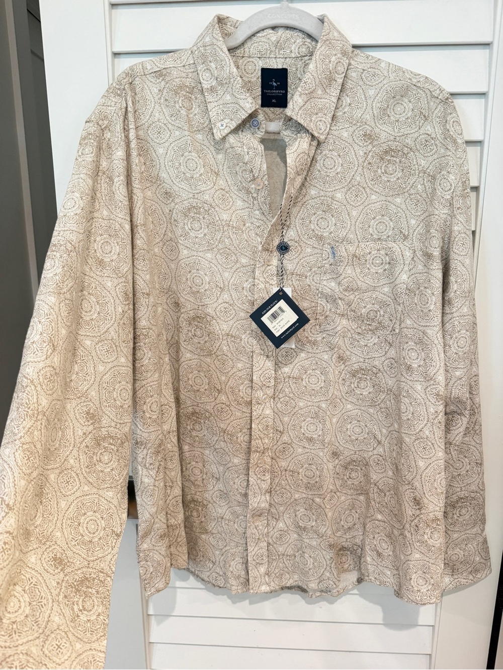 New Tailorbyrd Linen Blend Shirt Sz XL Long Sleeves Men’s Button Down